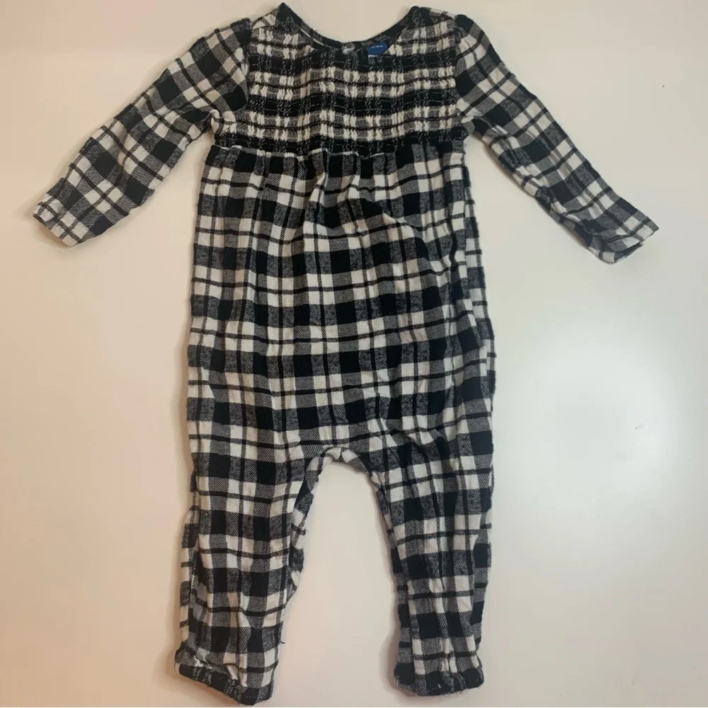 Old Navy Black and White Checkered Baby Romper